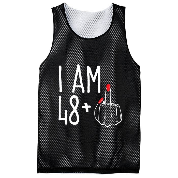I Am 48 Plus 1 Middle Finger Funny 49th Mesh Reversible Basketball Jersey Tank