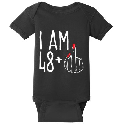 I Am 48 Plus 1 Middle Finger Funny 49th Baby Bodysuit