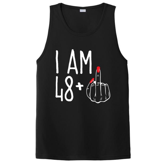 I Am 48 Plus 1 Middle Finger Funny 49th PosiCharge Competitor Tank