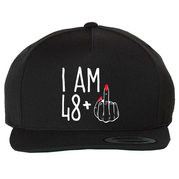 I Am 48 Plus 1 Middle Finger Funny 49th Wool Snapback Cap