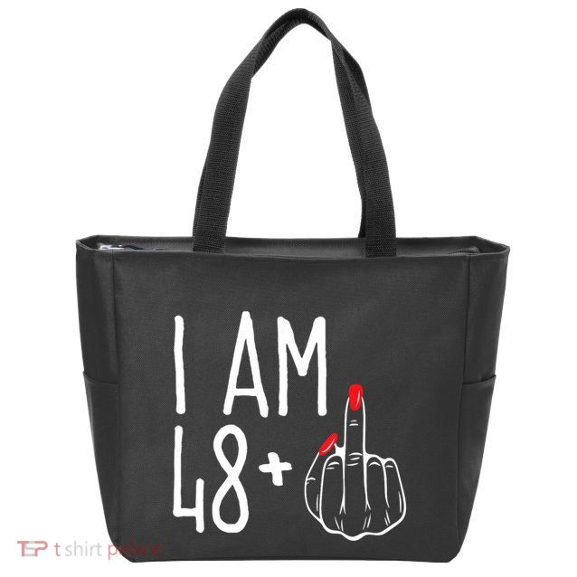 I Am 48 Plus 1 Middle Finger Funny 49th Zip Tote Bag