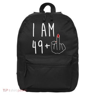 I Am 49 Plus Middle Finger Funny 50th Birthday 16 in Basic Backpack