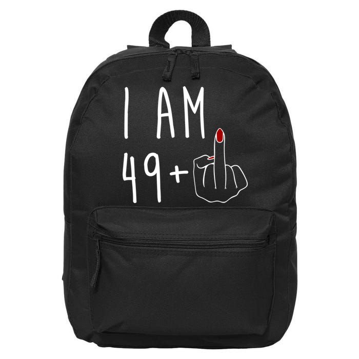 I Am 49 Plus Middle Finger Funny 50th Birthday 16 in Basic Backpack
