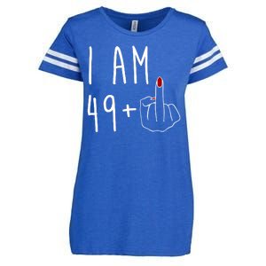 I Am 49 Plus Middle Finger Funny 50th Birthday Enza Ladies Jersey Football T-Shirt