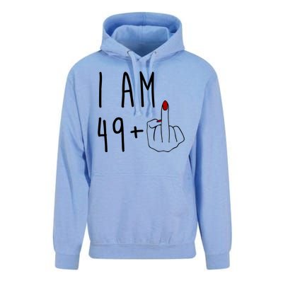 I Am 49 Plus Middle Finger Funny 50th Birthday Unisex Surf Hoodie