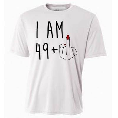 I Am 49 Plus Middle Finger Funny 50th Birthday Cooling Performance Crew T-Shirt