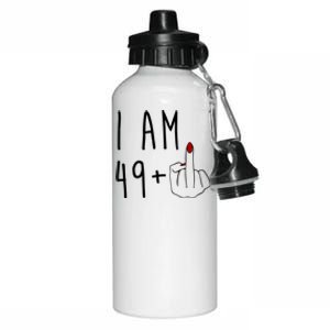 I Am 49 Plus Middle Finger Funny 50th Birthday Aluminum Water Bottle