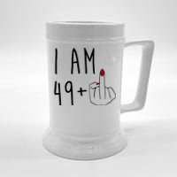 I Am 49 Plus Middle Finger Funny 50th Birthday Beer Stein