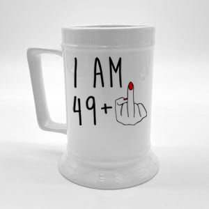 I Am 49 Plus Middle Finger Funny 50th Birthday Beer Stein