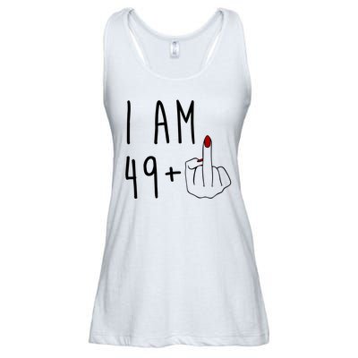 I Am 49 Plus Middle Finger Funny 50th Birthday Ladies Essential Flowy Tank