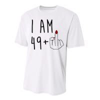 I Am 49 Plus Middle Finger Funny 50th Birthday Performance Sprint T-Shirt