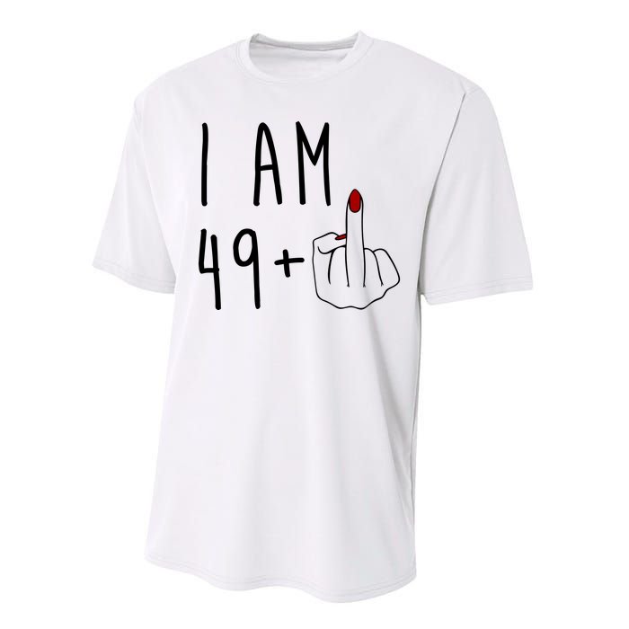 I Am 49 Plus Middle Finger Funny 50th Birthday Performance Sprint T-Shirt