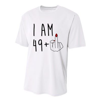 I Am 49 Plus Middle Finger Funny 50th Birthday Youth Performance Sprint T-Shirt