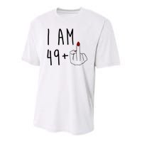 I Am 49 Plus Middle Finger Funny 50th Birthday Youth Performance Sprint T-Shirt