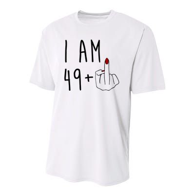 I Am 49 Plus Middle Finger Funny 50th Birthday Youth Performance Sprint T-Shirt