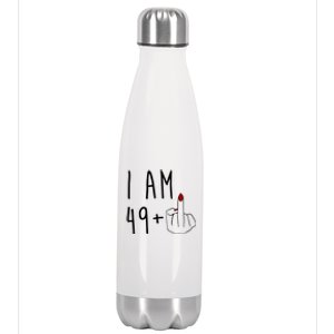 I Am 49 Plus Middle Finger Funny 50th Birthday Stainless Steel Insulated Water Bottle