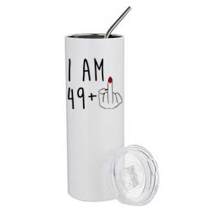 I Am 49 Plus Middle Finger Funny 50th Birthday Stainless Steel Tumbler