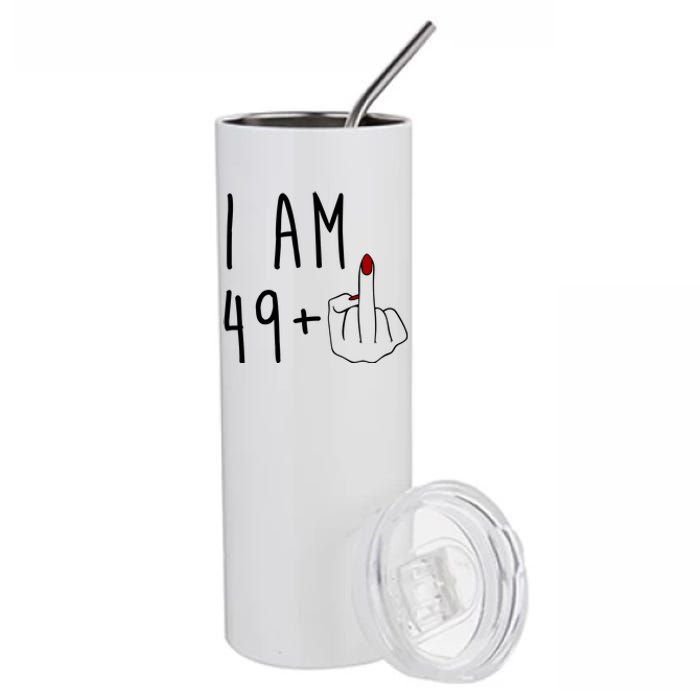 I Am 49 Plus Middle Finger Funny 50th Birthday Stainless Steel Tumbler