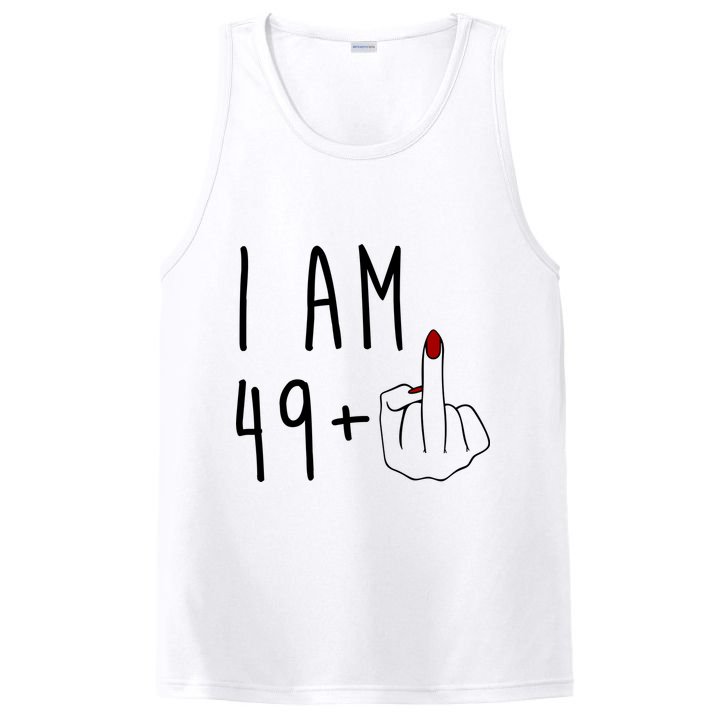 I Am 49 Plus Middle Finger Funny 50th Birthday PosiCharge Competitor Tank