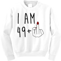 I Am 49 Plus Middle Finger Funny 50th Birthday Kids Sweatshirt