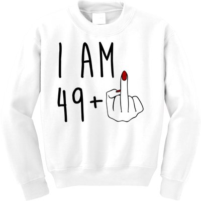 I Am 49 Plus Middle Finger Funny 50th Birthday Kids Sweatshirt