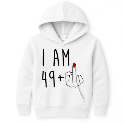 I Am 49 Plus Middle Finger Funny 50th Birthday Kids Hoodie