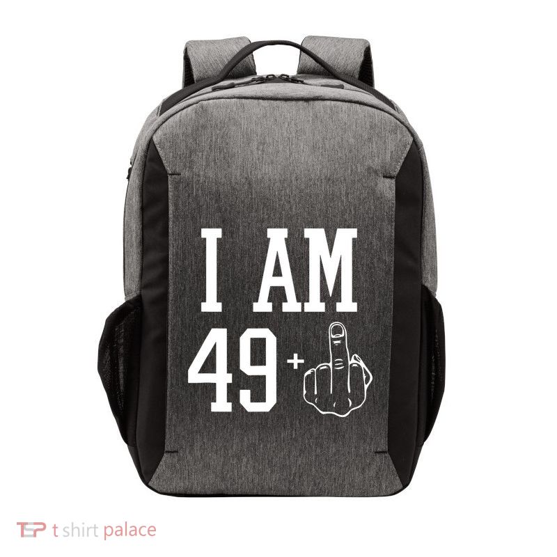 I Am 49 Plus Middle Finger Sarcastic 50th Birthday Vector Backpack