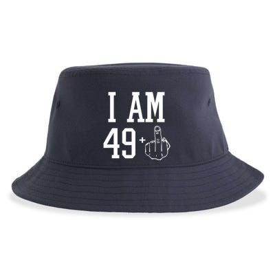 I Am 49 Plus Middle Finger Sarcastic 50th Birthday Sustainable Bucket Hat