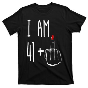 I Am 41 Plus 1 Middle Finger Girl 42nd Birthday 42 Years Old T-Shirt