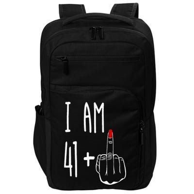 I Am 41 Plus 1 Middle Finger Girl 42nd Birthday 42 Years Old Impact Tech Backpack