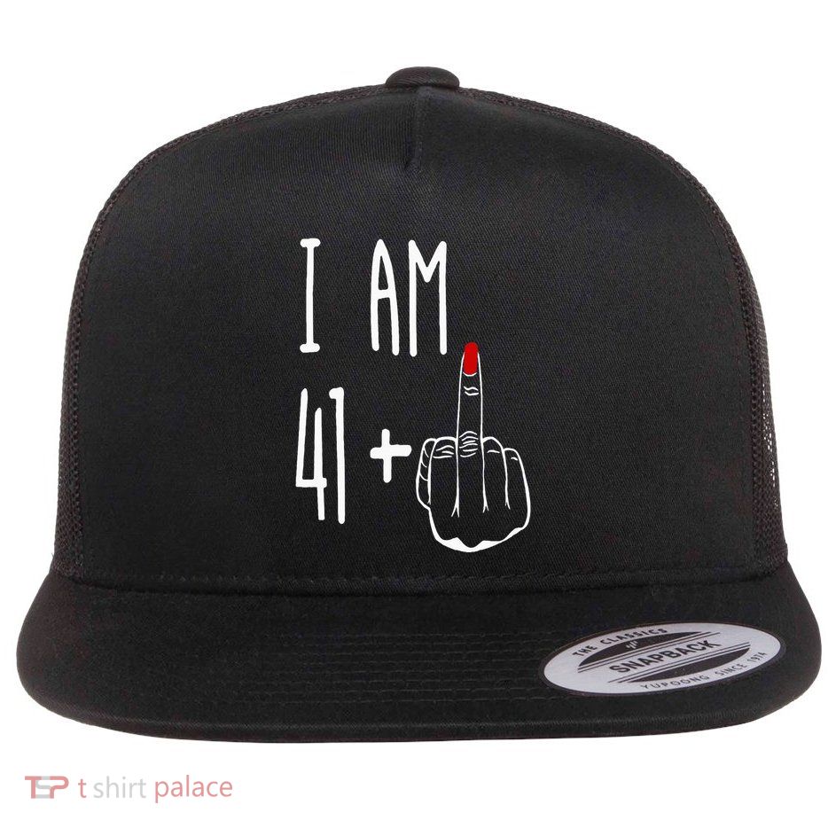 I Am 41 Plus 1 Middle Finger Girl 42nd Birthday 42 Years Old Flatbill Hat