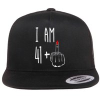 I Am 41 Plus 1 Middle Finger Girl 42nd Birthday 42 Years Old Flat Bill Trucker Hat