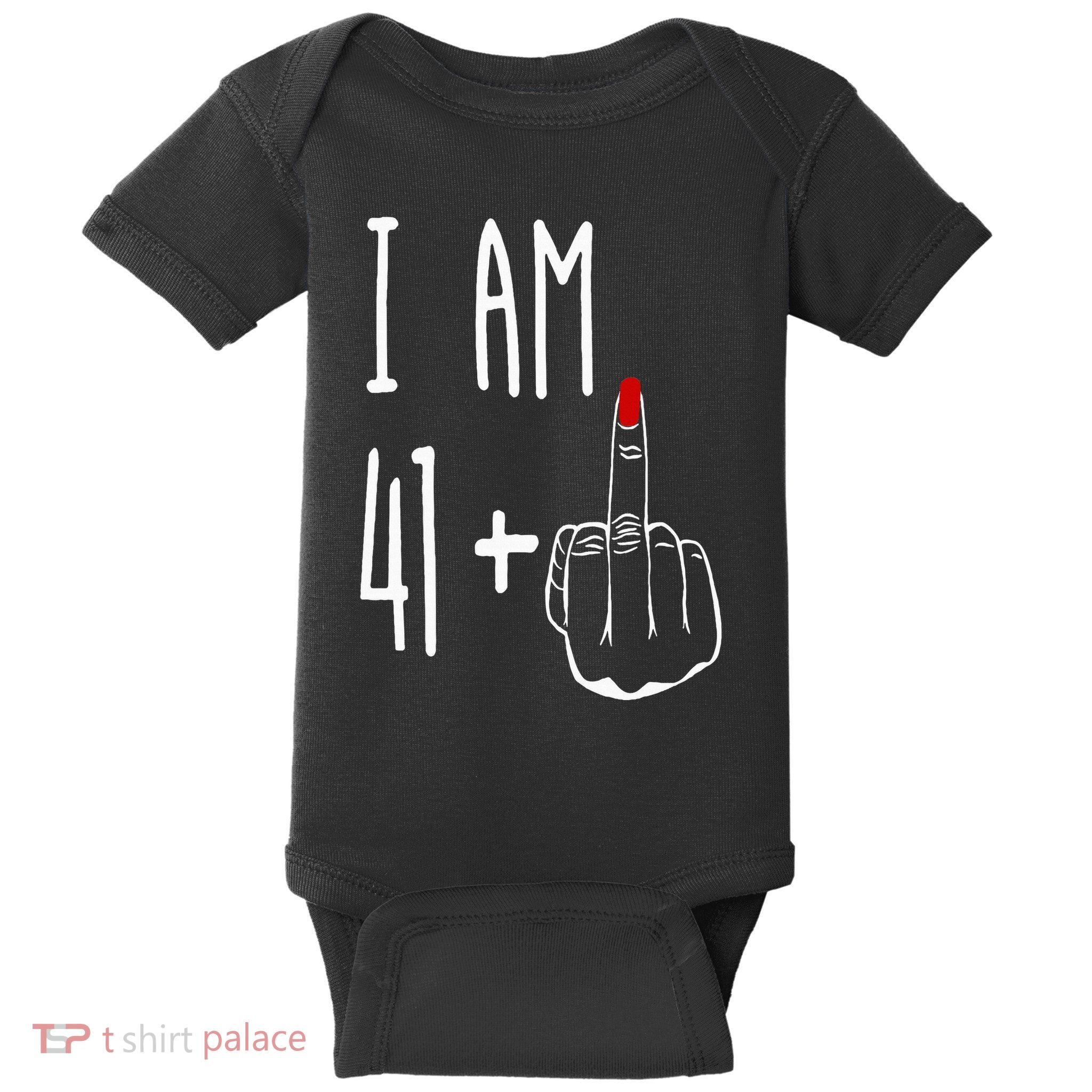 I Am 41 Plus 1 Middle Finger Girl 42nd Birthday 42 Years Old Baby Bodysuit