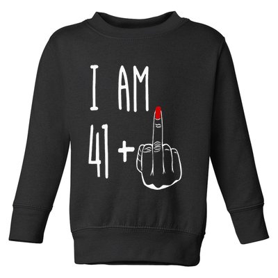 I Am 41 Plus 1 Middle Finger Girl 42nd Birthday 42 Years Old Toddler Sweatshirt