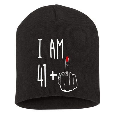 I Am 41 Plus 1 Middle Finger Girl 42nd Birthday 42 Years Old Short Acrylic Beanie