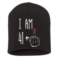 I Am 41 Plus 1 Middle Finger Girl 42nd Birthday 42 Years Old Short Acrylic Beanie