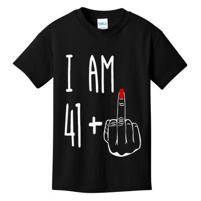I Am 41 Plus 1 Middle Finger Girl 42nd Birthday 42 Years Old Kids T-Shirt