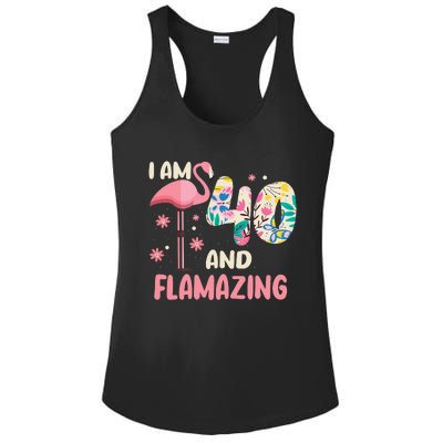 I Am 40 And Flamazing Bithday Flamingo 40th Bday Celebration Ladies PosiCharge Competitor Racerback Tank