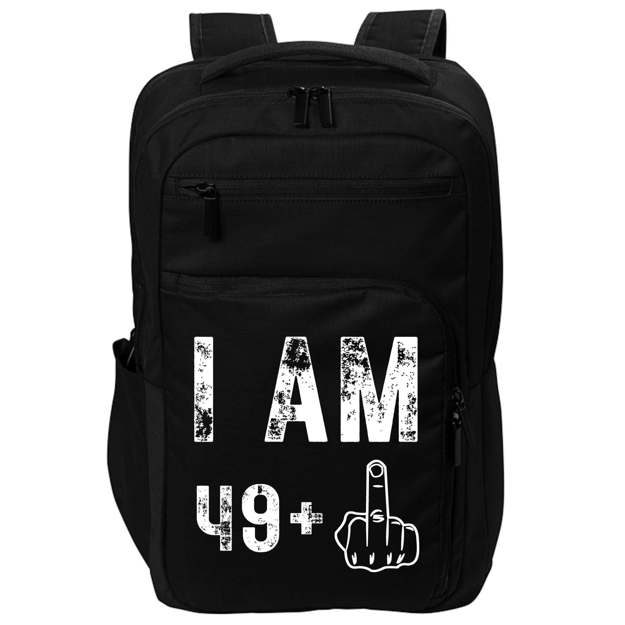 I Am 49 Plus Middle Finger 50th Birthday Impact Tech Backpack