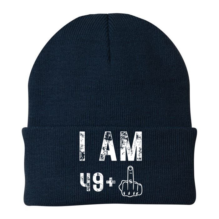 I Am 49 Plus Middle Finger 50th Birthday Knit Cap Winter Beanie