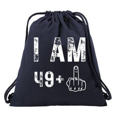 I Am 49 Plus Middle Finger 50th Birthday Drawstring Bag