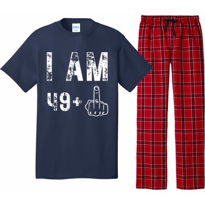 I Am 49 Plus Middle Finger 50th Birthday Pajama Set