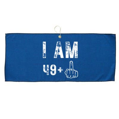 I Am 49 Plus Middle Finger 50th Birthday Large Microfiber Waffle Golf Towel