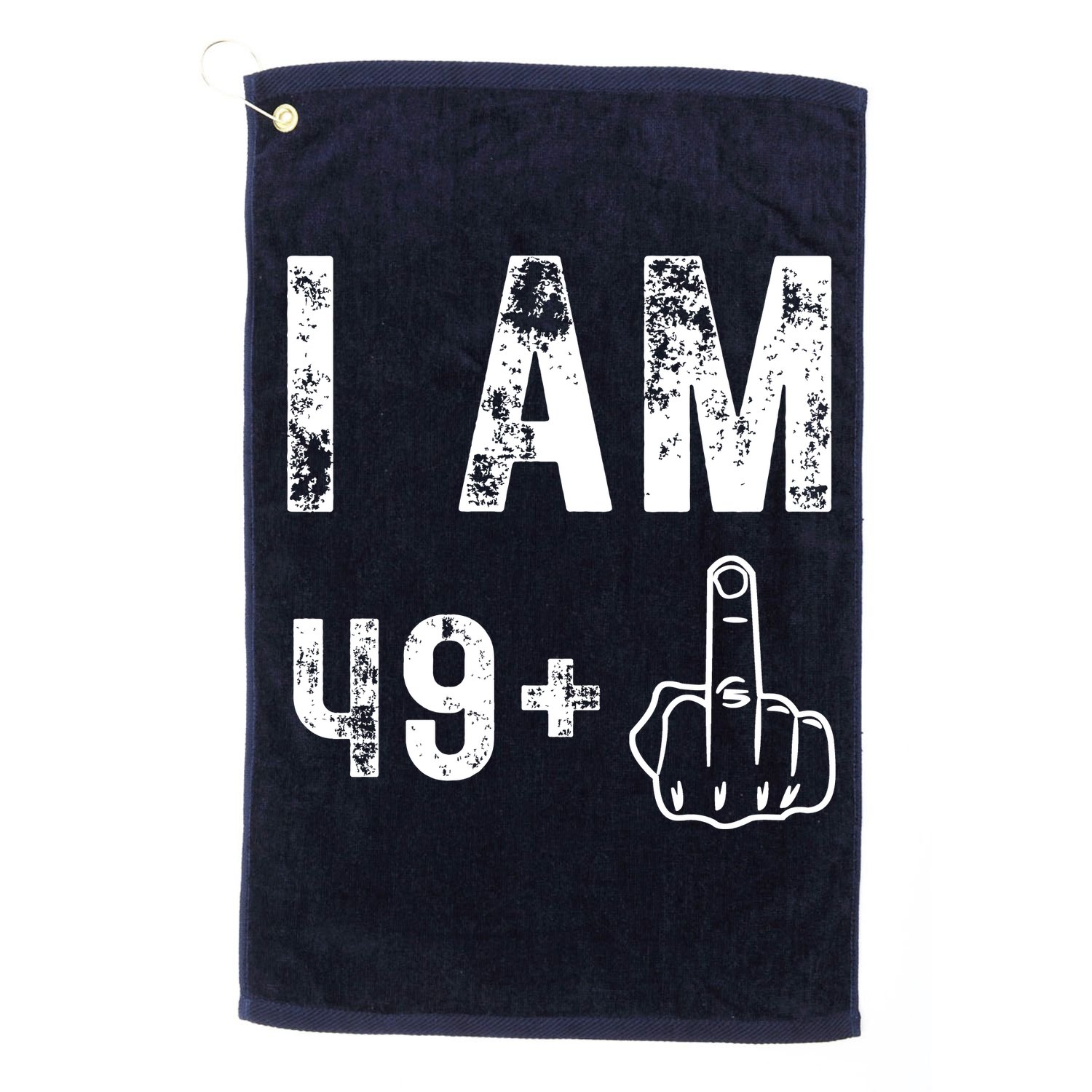 I Am 49 Plus Middle Finger 50th Birthday Golf Towel