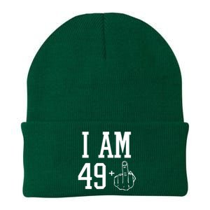 I Am 49 Plus Middle Finger Sarcastic 50th Birthday Knit Cap Winter Beanie