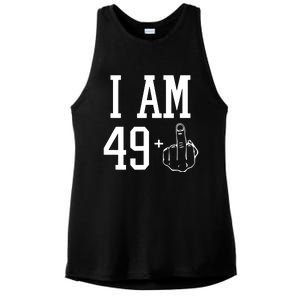 I Am 49 Plus Middle Finger Sarcastic 50th Birthday Ladies PosiCharge Tri-Blend Wicking Tank