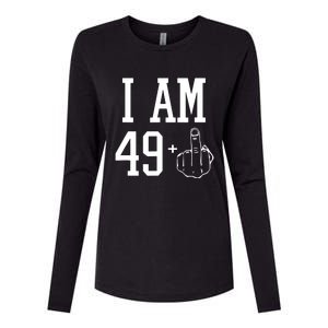 I Am 49 Plus Middle Finger Sarcastic 50th Birthday Womens Cotton Relaxed Long Sleeve T-Shirt