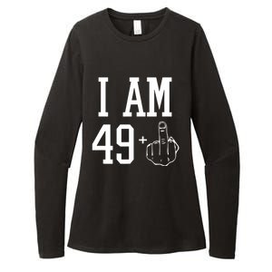 I Am 49 Plus Middle Finger Sarcastic 50th Birthday Womens CVC Long Sleeve Shirt