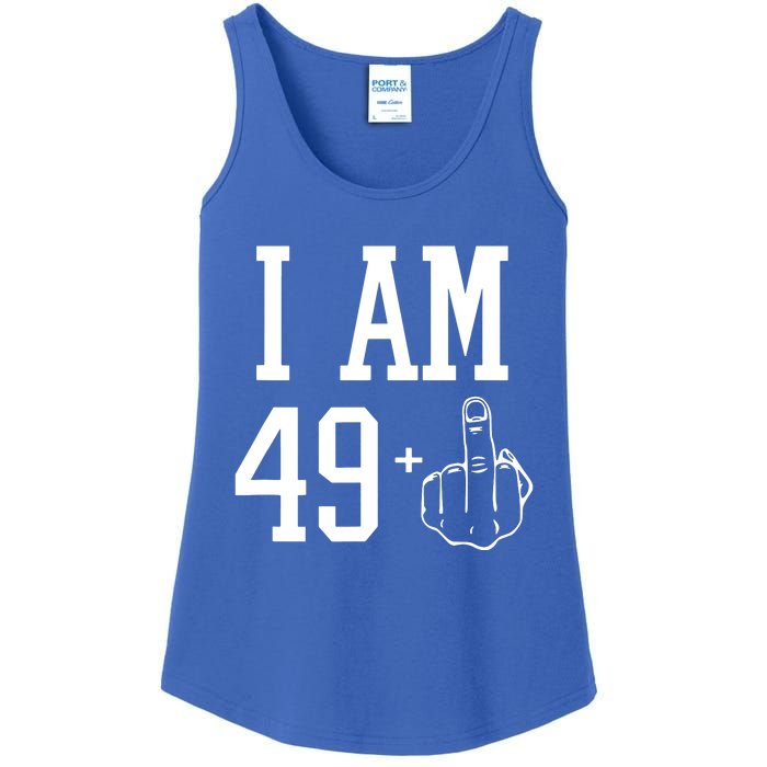 I Am 49 Plus Middle Finger Sarcastic 50th Birthday Ladies Essential Tank