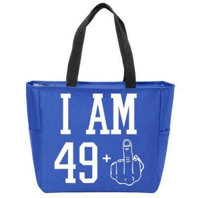 I Am 49 Plus Middle Finger Sarcastic 50th Birthday Zip Tote Bag